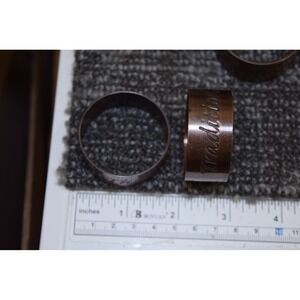 7 Metal Christmas Napkin Rings FAMILY FRIENDSHIP TRADITION THANKFUL Copper Color